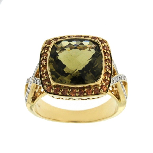 Hannah Round Smoky Quartz and Diamond 1.28 ctw Womens  Gold 18k Quarts with Diamonds Engagement Ring